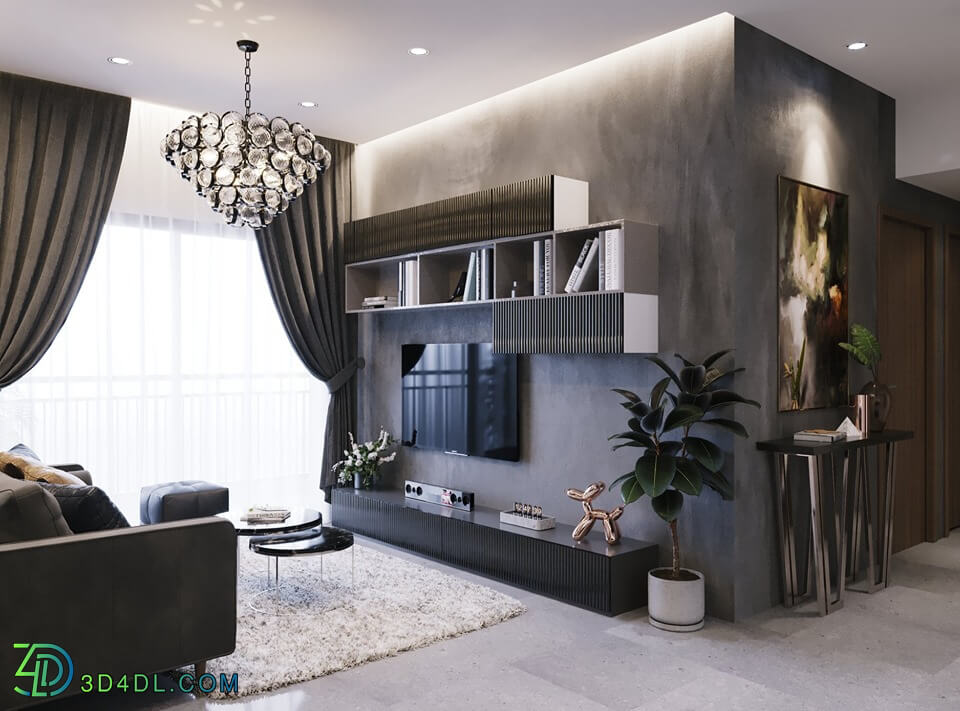 3D Interior Kitchen Livingroom 38 Scene 3dsmax Tran Thang 