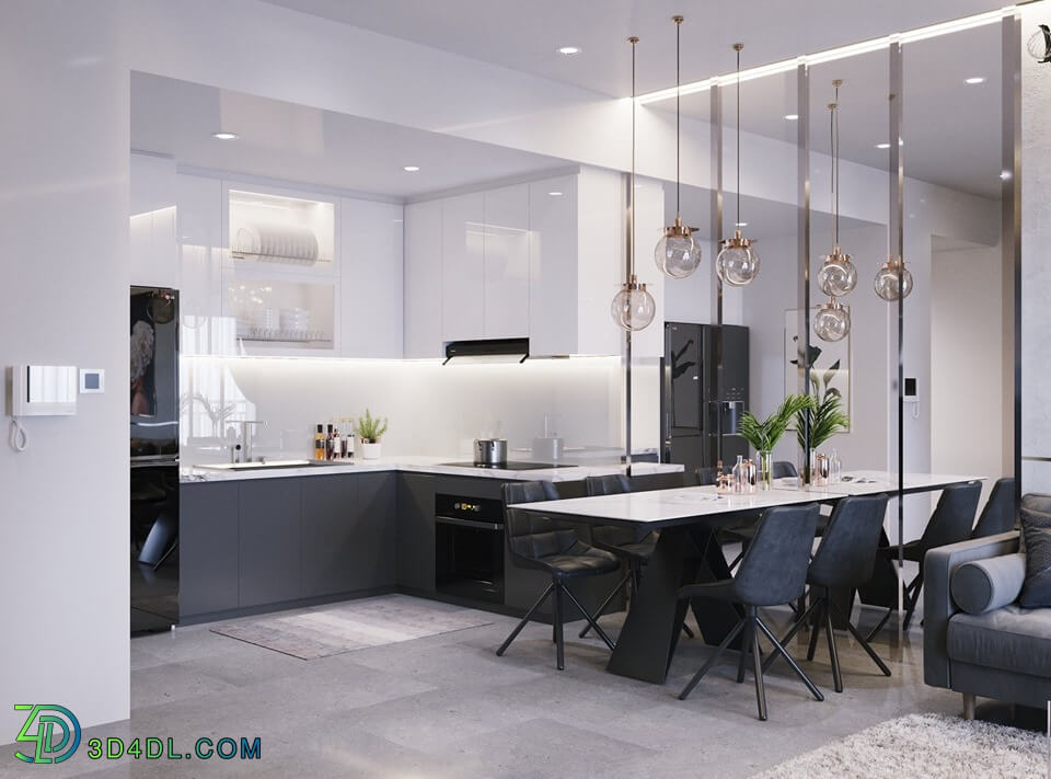 3D Interior Kitchen Livingroom 38 Scene 3dsmax Tran Thang 