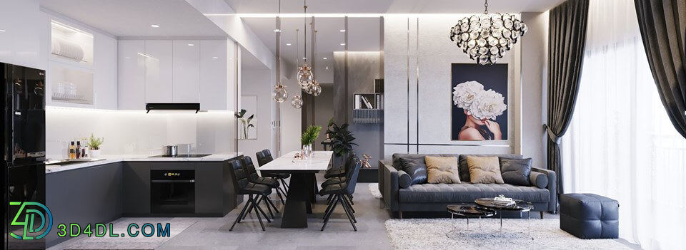 3D Interior Kitchen Livingroom 38 Scene 3dsmax Tran Thang 
