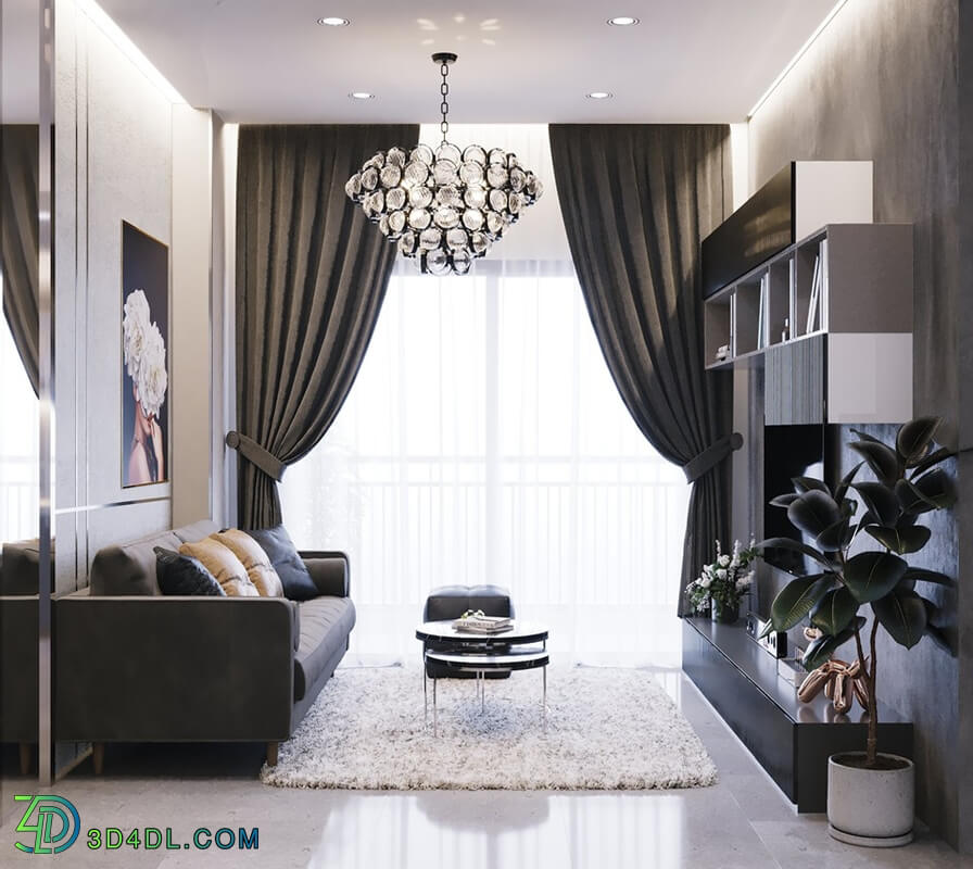 3D Interior Kitchen Livingroom 38 Scene 3dsmax Tran Thang 