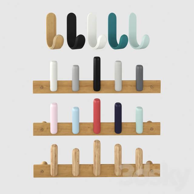 Curve Hook and Wall Hanger Play Coat 3D Models