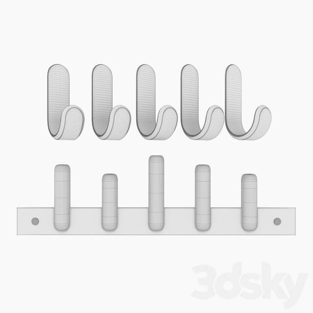 Curve Hook and Wall Hanger Play Coat 3D Models