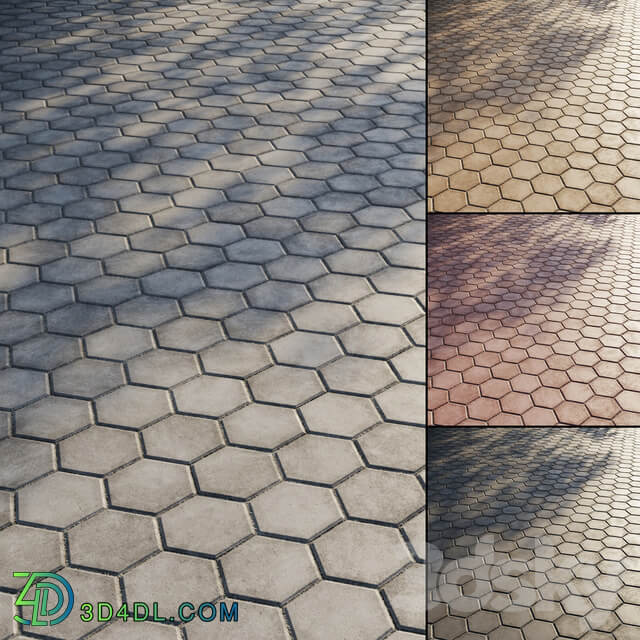 Concrete paving slabs Type 9 3D Models