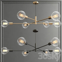 Alana Rustic 6 Bulb Pendant light 3D Models 