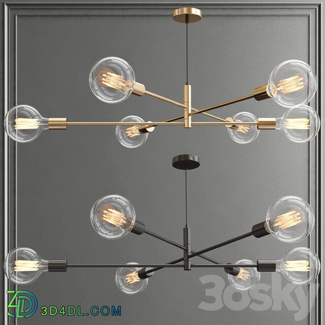 Alana Rustic 6 Bulb Pendant light 3D Models