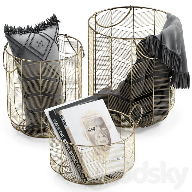 METAL BASKETS DECOR Decorative set 3D Models