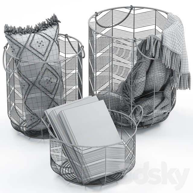 METAL BASKETS DECOR Decorative set 3D Models