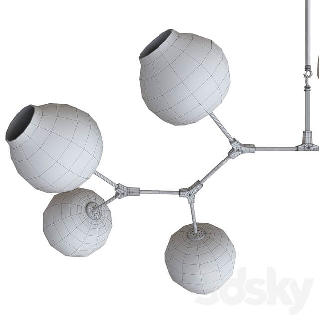 Ceiling lamp Branching Bubbles Gold 8 lights Pendant light 3D Models