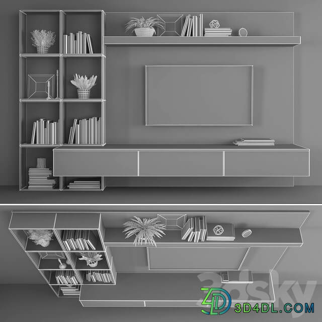 Tv stand set 084 3D Models