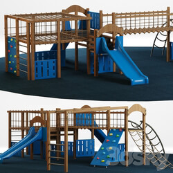 Kids playground equipment with slide climbing 01 3D Models 