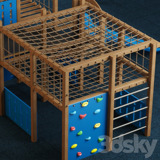 Kids playground equipment with slide climbing 01 3D Models