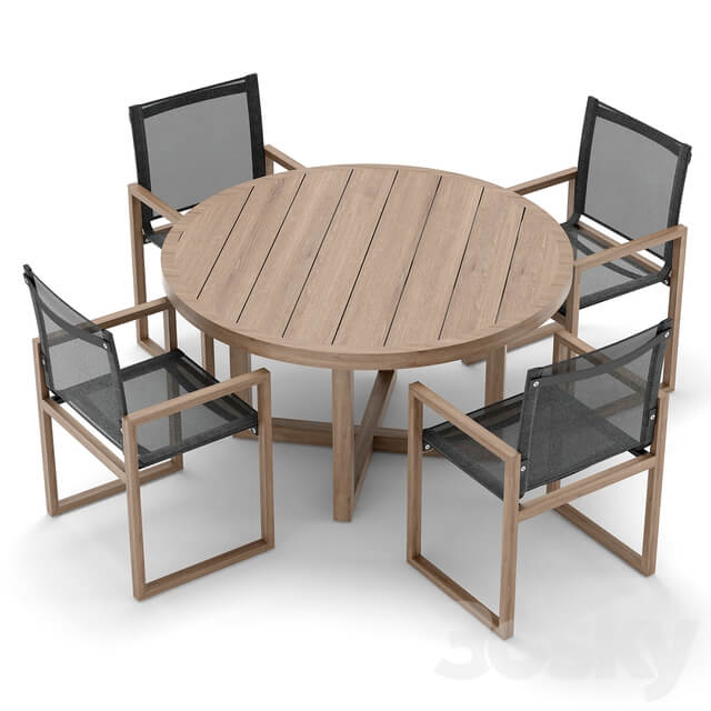 Table Chair RH Outdoor Aegean round table chair