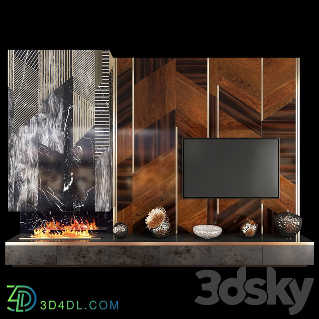 TV Wall Units set 04 3D Models