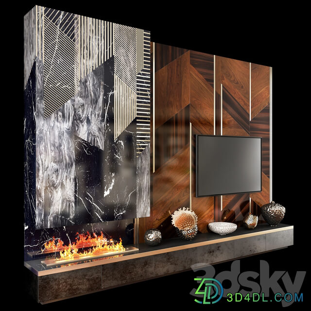 TV Wall Units set 04 3D Models