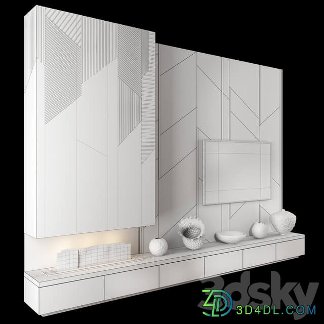 TV Wall Units set 04 3D Models