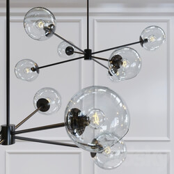 Staggered Glass 6 Light Chandelier Clear Pendant light 3D Models 