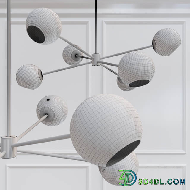 Staggered Glass 6 Light Chandelier Clear Pendant light 3D Models