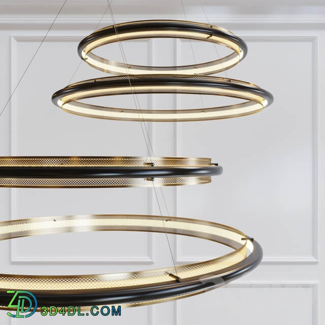 Perforated Double LED Chandelier Pendant light 3D Models