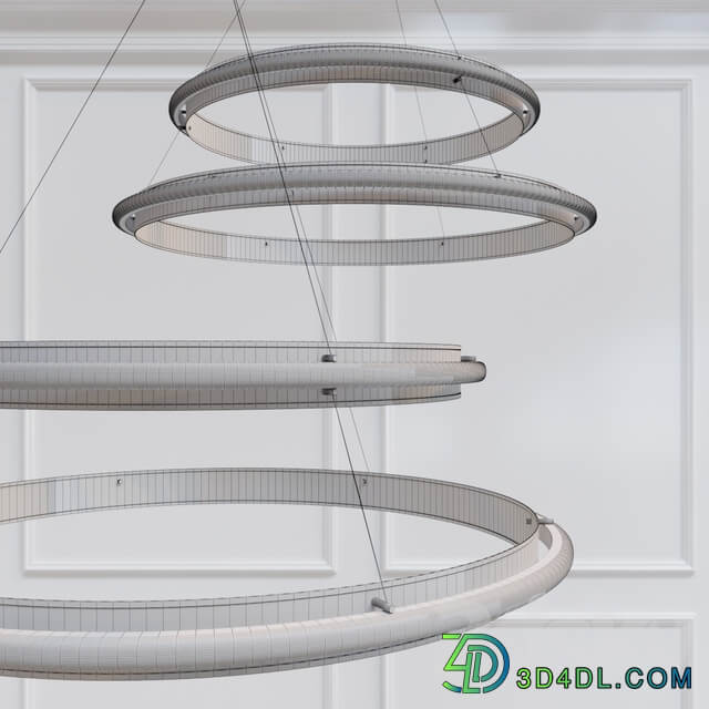 Perforated Double LED Chandelier Pendant light 3D Models