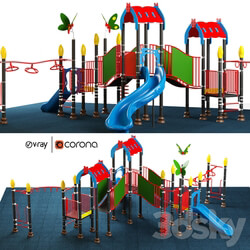 Kids playground equipment with slide climbing 08 