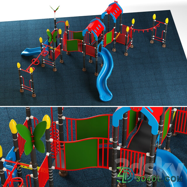 Kids playground equipment with slide climbing 08