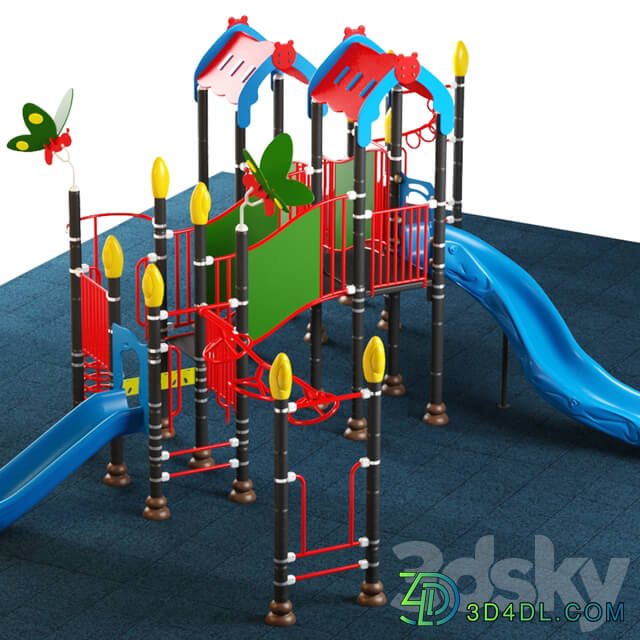 Kids playground equipment with slide climbing 08