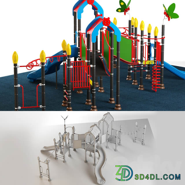 Kids playground equipment with slide climbing 08