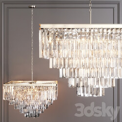 Restoration Hardware 1920S ODEON CLEAR GLASS FRINGE SQUARE 5 TIER CHANDELIER Nickel Pendant light 3D Models 