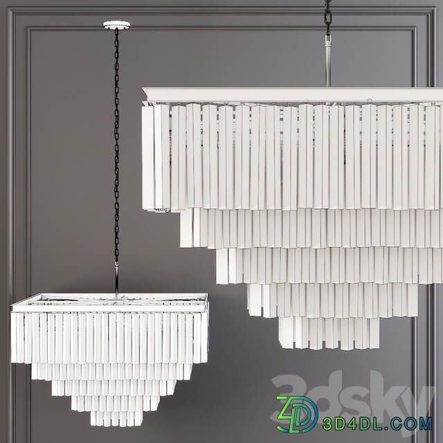 Restoration Hardware 1920S ODEON CLEAR GLASS FRINGE SQUARE 5 TIER CHANDELIER Nickel Pendant light 3D Models