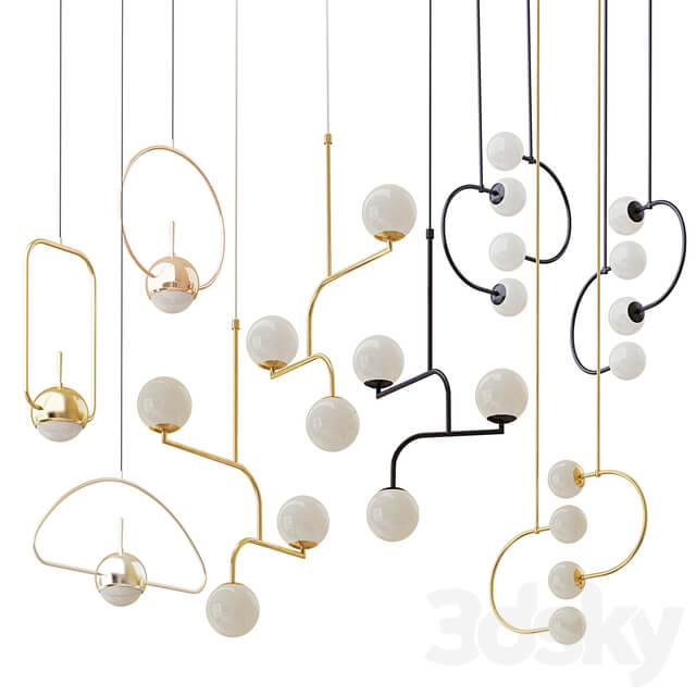 Collection of chandeliers Bower MONIKA MULDER Lampatron Pendant light 3D Models