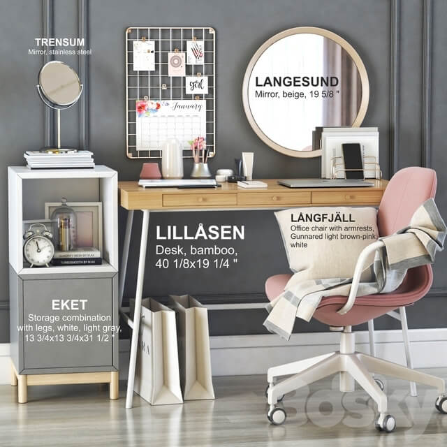 IKEA LILLASEN dressing table and workplace Office furniture 3D Models