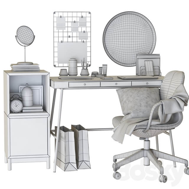 IKEA LILLASEN dressing table and workplace Office furniture 3D Models
