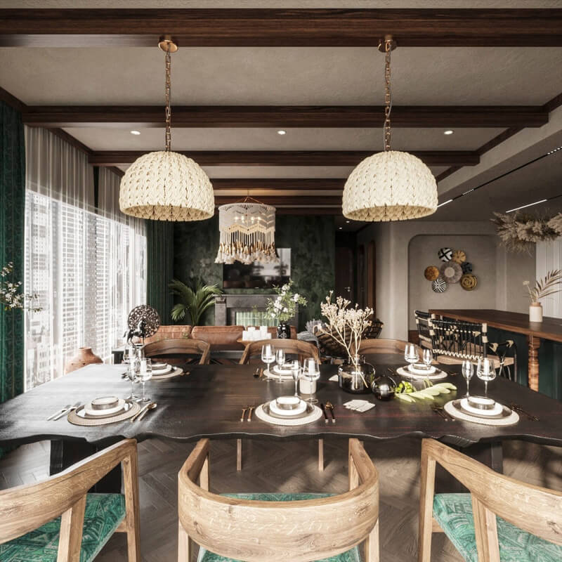  3D Living Room - Kitchen Interior By Dang Nhat Minh