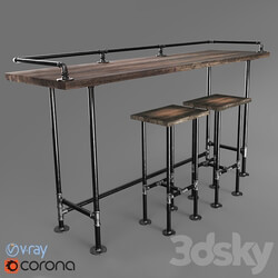 Table Chair Bar table made with iron pipes 