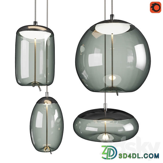 Set of pendant lights Knot Brokis 3 Pendant light 3D Models