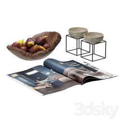 Coffee Table Accessories Magazine Fig Bowl Plate 3D Models 