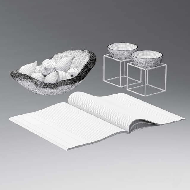 Coffee Table Accessories Magazine Fig Bowl Plate 3D Models