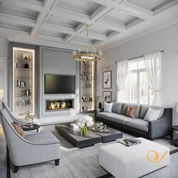 13258. 3D Living Room - Kitchen Interior Model Download by Van Quyet 