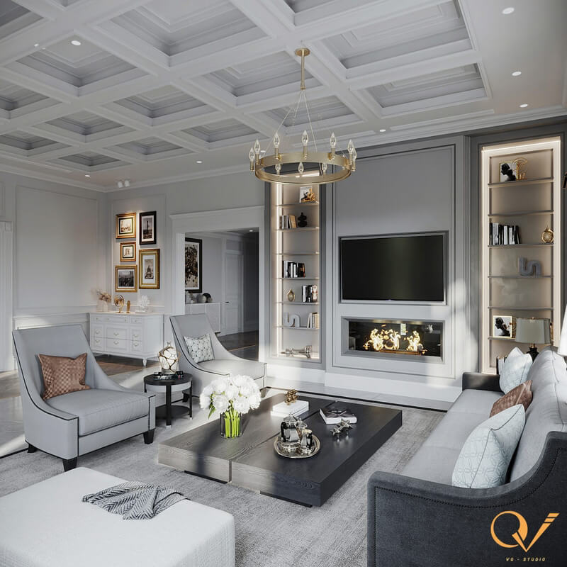 13258. 3D Living Room - Kitchen Interior Model Download by Van Quyet