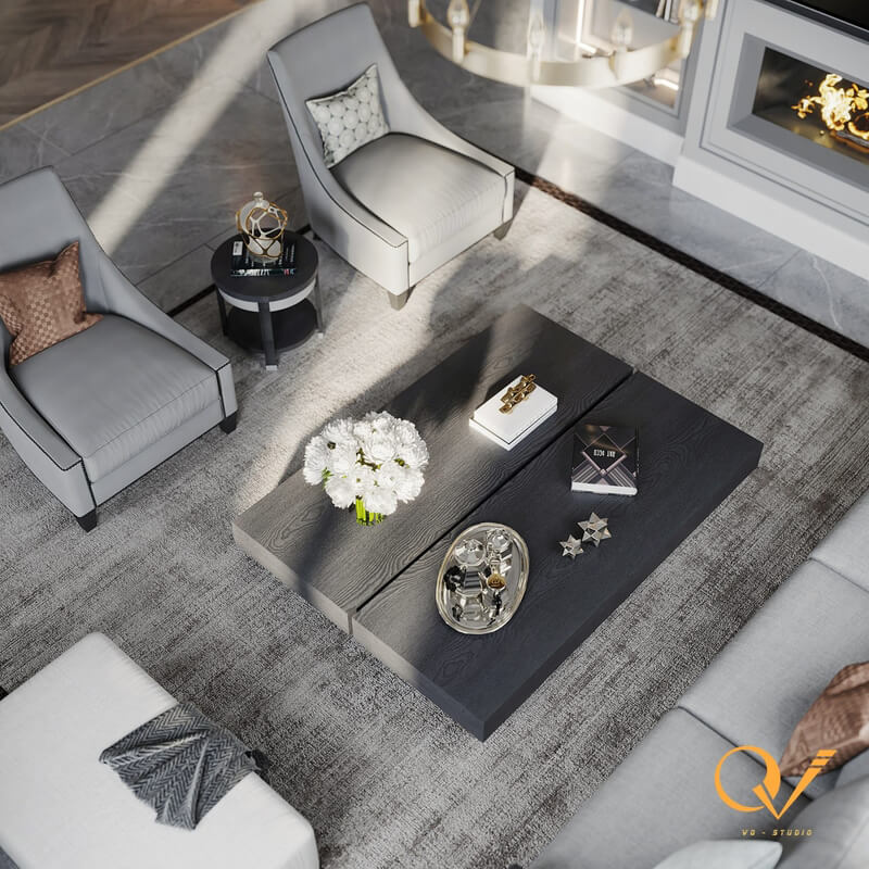 13258. 3D Living Room - Kitchen Interior Model Download by Van Quyet