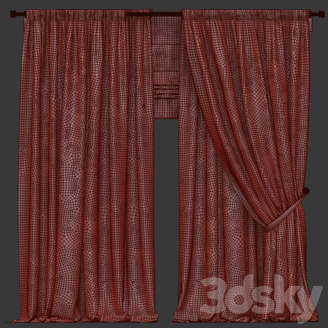 Brown curtains with tulle.