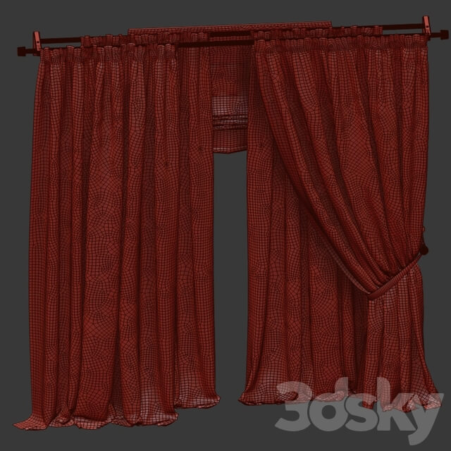 Brown curtains with tulle.