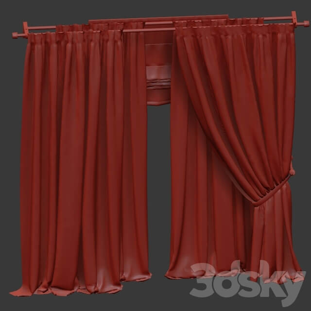 Brown curtains with tulle.