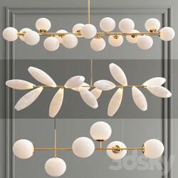 Linear Bubble Pendant 3 type Pendant light 3D Models 
