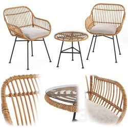 Table Chair Bay Isle Bushnell 3 Piece Rattan Seating Group 