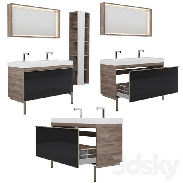 Furniture set Geberit Citterio 118 Light Dark Oak 3D Models
