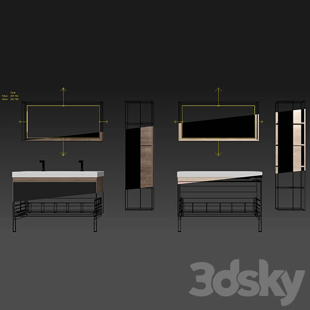 Furniture set Geberit Citterio 118 Light Dark Oak 3D Models