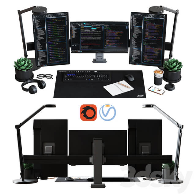 Desktop Set IT Specialist Edition PC other electronics 3D Models