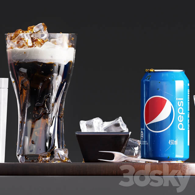 Pepsi set with french fries vray