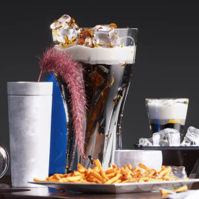 Pepsi set with french fries vray
